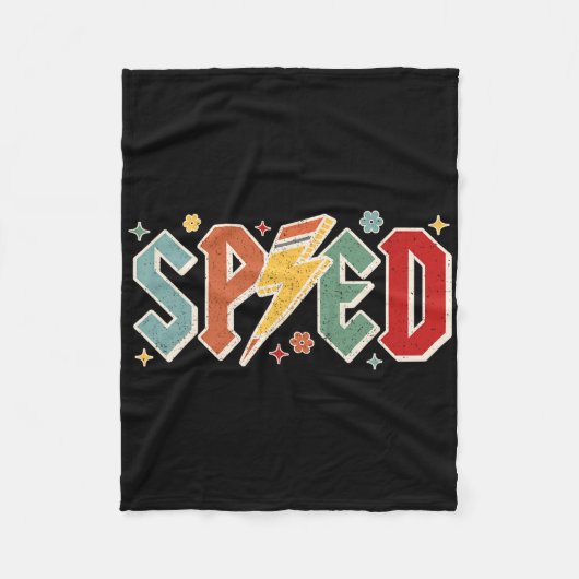 Retro Sped Teacher Pencil Lightning Bolt Back To S Fleece Deken (Voorkant)