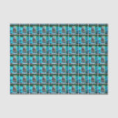 Retro speelgoed robot blauw Sci Fi galaxy aangepas Tissuepapier (Voorkant)
