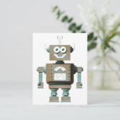 Retro Speelgoed Robot Briefkaart (lt) (Staand voorkant)