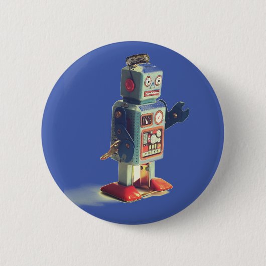 Retro Speelgoed Robot Ronde Button 5,7 Cm (Voorkant)