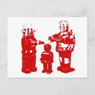 Retro Speelgoed Robots Briefkaart