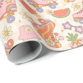 Retro Speelse Zomer Roller Schaatsen Plezier Cadeaupapier (Rol Hoek)