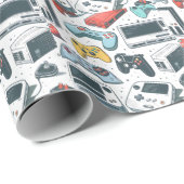 Retro spellen cadeaupapier (Rol Hoek)