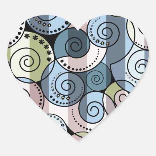 Retro, spiraal hart sticker (Voorkant)