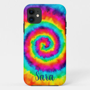 Retro Spiral Rainbow Tie Dye iPhone 11 Hoesje