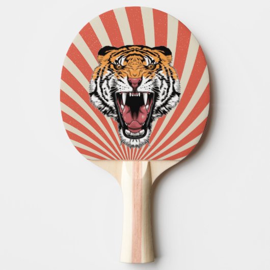 Retro Spiral Tiger Mascot Tafeltennisbatje (Voorkant)
