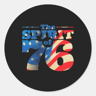 Retro Spirit van 76 4 juli Shirt Ronde Sticker