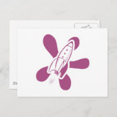 Retro Splat Rocket White Roze Briefkaart (Voorkant / Achterkant)