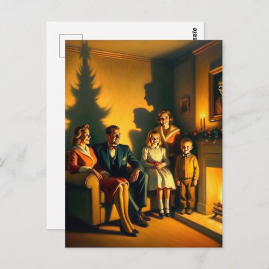 Retro spookt kerstgruwel briefkaart (Voorkant / Achterkant)