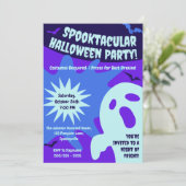 Retro Spooktacular Halloween Party Kaart (Staand voorkant)