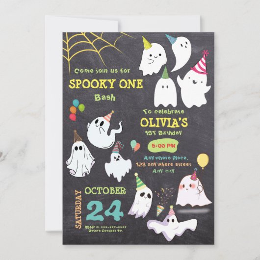 Retro spooky een Halloween 1e verjaardag Kaart (Voorkant)