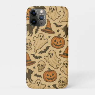 Retro Spooky iconen op Cream Achtergrond iPhone 11 Pro Hoesje