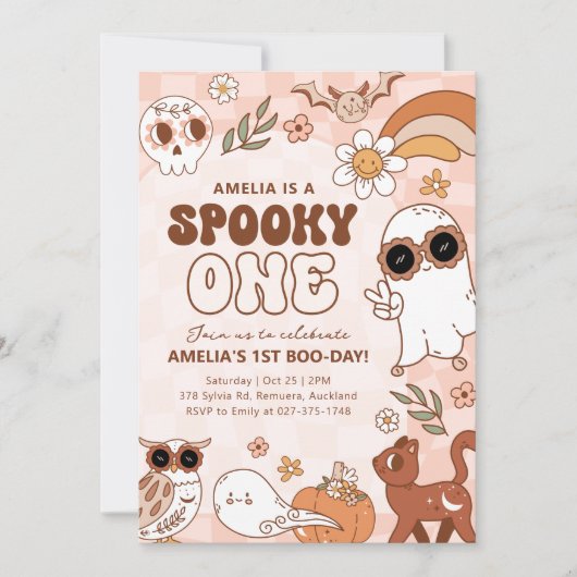 Retro Spooky One Halloween Verjaardag Uitnodiging (Voorkant)