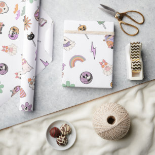 Retro Spooky Vibes Halloween Cadeaupapier