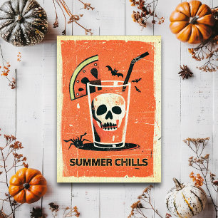 Retro Spooky Zomer Gothic Skelet Coctail Briefkaart