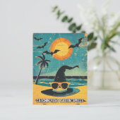 Retro Spooky Zomer Gothic Witch's pet op het stran Briefkaart (Staand voorkant)