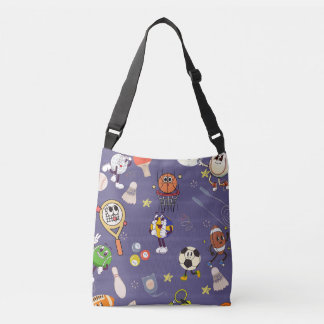 Retro Sport Squad: Vintage Cartoon Atletiek Crossbody Tas