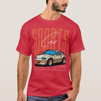 Retro sportwagen op neonraster grappige jongen t-shirt
