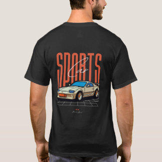 Retro sportwagen op neonraster t-shirt
