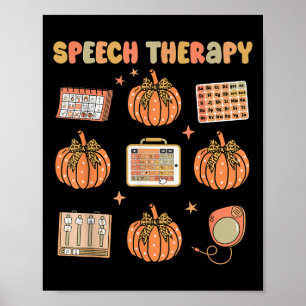 Retro spraaktherapie Slp herfst pompoen spraakther Poster