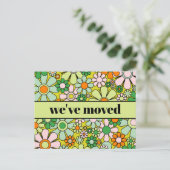 Retro Spring Floral - Nieuw adres / we hebben ons Briefkaart (Staand voorkant)