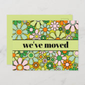 Retro Spring Floral - Nieuw adres / we hebben ons Briefkaart (Voorkant / Achterkant)