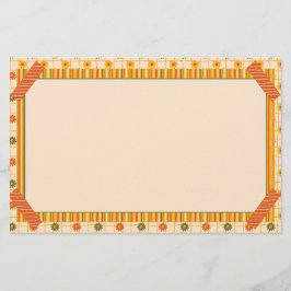 Retro Spring Hand Drawn Faux Washi Floral Stripe Briefpapier