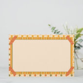 Retro Spring Hand Drawn Faux Washi Floral Stripe Briefpapier (Staand voorkant)