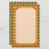 Retro Spring Hand Drawn Faux Washi Floral Vertical Briefpapier (Voorkant / Achterkant)