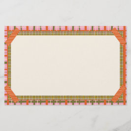 Retro Spring Hand Drawn Faux Washi Grid and Plaid Briefpapier
