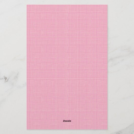 Retro Spring Hand Drawn Pink and White Grid Notes Briefpapier (Achterkant)