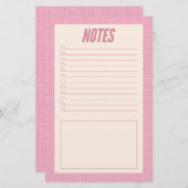 Retro Spring Hand Drawn Pink and White Grid Notes Briefpapier (Voorkant / Achterkant)