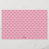 Retro Spring Hand Drawn Pink Floral and Grid Briefpapier (Achterkant)