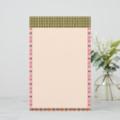 Retro Spring Hand Drawn Plaid and Grid Vertical Briefpapier (Staand voorkant)