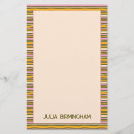 Retro Spring Hand Drawn Striped Personal Briefpapier