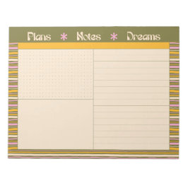 Retro Spring Hand Drawn Striped Plan and Dream Notitieblok