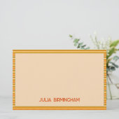 Retro Spring Hand Drawn Sunshine Striped Briefpapier (Staand voorkant)