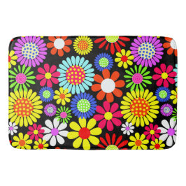 Retro spring hippie flower power badmat