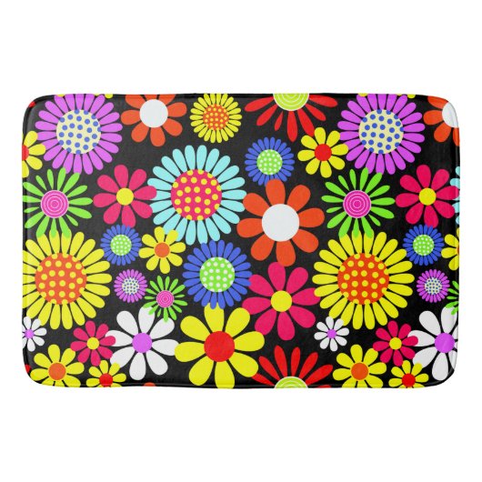 Retro spring hippie flower power badmat (Voorkant)
