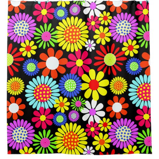 Retro spring hippie flower power douchegordijn (Voorkant)