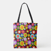 Retro spring hippie flower power draagtas (Achterkant)