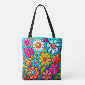 Retro spring hippie flower power draagtas (Achterkant)