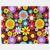 Retro spring hippie flower power fleece deken (Voorkant (Horizontaal))