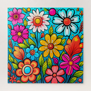 Retro spring hippie flower power legpuzzel