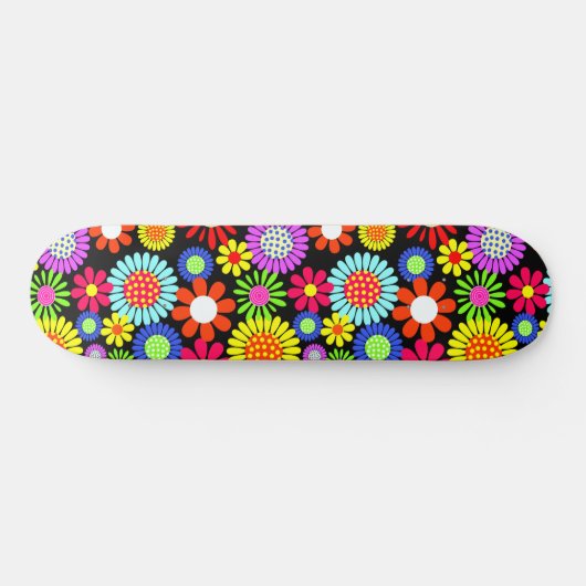 Retro spring hippie flower power skateboard (Horizontaal)