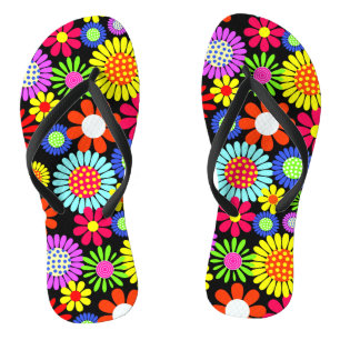 Retro spring hippie flower power teenslippers