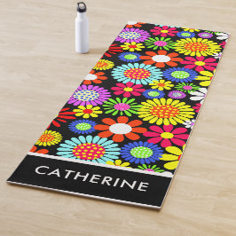 Retro spring hippie flower power Yoga Mat