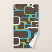 Retro Squares Blue White White Pattern Bad Handdoek (Handdoek)
