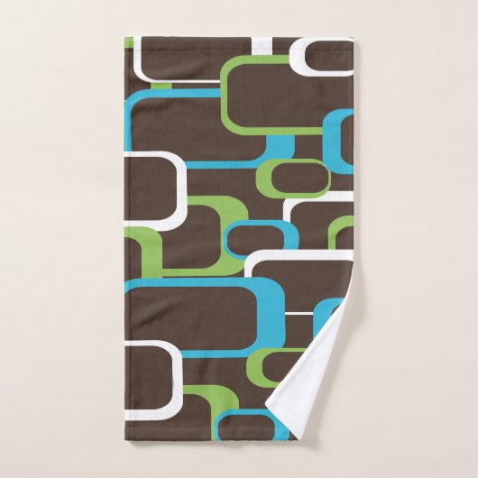 Retro Squares Blue White White Pattern Bad Handdoek (Handdoek)