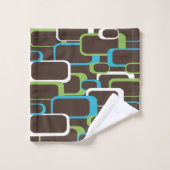 Retro Squares Blue White White Pattern Bad Handdoek (Wasdoekje)